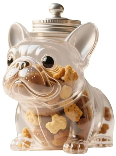 Barattolo per caramelle, bulldog francese, contenitore ermetico per snack, biscotti, caramelle, cialde di caffè, contenitore ermetico in vetro con coperchio (A)