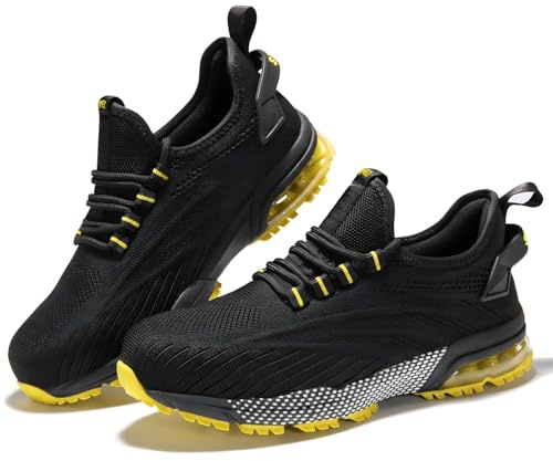 SPIEZ Zapatos de Seguridad para Hombre Mujer, Zapatillas de Seguridad con Punta Compuesta y Amortiguación de Aire, Zapatos de Trabajo Ligeros Transpirable Negras Azul/Negro Amarillo Talla EU 43