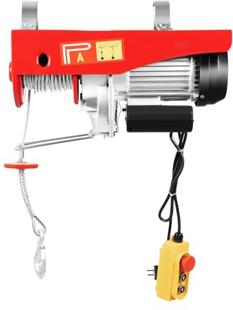 1000KG Elektrische Seilwinde 220V 1600W Kupfermotor 12m Seil 8m/min Einzel- 4m/min Doppelseil Not-Aus IP40 Flaschenzug Kran Inkl. Kabel-Fernbedienung Für Garage Werkstatt Bühne