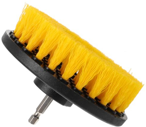 Drill Replacement Brush Cleaning Brush for Home Bathroom Use | Abs and Stainless Steel, Yellow round Head, Carpets and Shower Door Tracks, Long Lasting Use