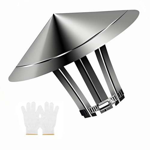 4 6 8 9 12 Round Chimney Cap, Roof Chimney Rain Cowl, Outside Stainless Steel Flue Top Cap, Fireplace Exhaust Cover for Stove Pipe Vent All Weather Protection(2.4in(60mm))