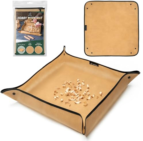 BeaverCraft Schnitzmatte für Holzschnitzerei zur einfachen Reinigung MS – Tragbare Arbeitsmatte für Holzbearbeitung & Hobby, faltbare Unterlage für Schnitzarbeiten, Auffangmatte für Holzspäne & Staub