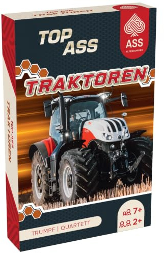 Ass Altenburger TOP Ass - Traktoren Quartett & Trumpf, Technik-Reihe, Landwirtschaft, Bauernhof, Trecker, + 3 Joker (Kinder-Kartenspiel ab 7 Jahre)