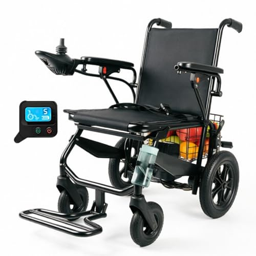 ZQHQKJ Elektrorollstuhl Faltbar Ultraleicht Reiserollstuhl | 13 kg Ultraleicht | 20-40 km Reichweite | Joystick Steuerung Schiebehilfe | Klappbarer Senioren Rollstuhl bis 150 kg
