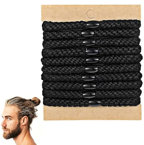 LEOUEANR 10 coleteros de nailon para trenzas para hombre, resistentes al desgarro, con elástico en 4 direcciones y agarre antideslizante (negro)