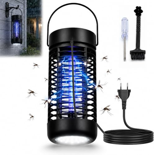 Lampe Anti Moustique 4200V 15W Tue Mouche Électrique Extérieur et Intérieur | IPX4 Zappeur d'Insectes UV 2 en 1 avec Éclairage LED Lampe UV Piège à Contre Moustiques Mouches Sans Produits Chimiques