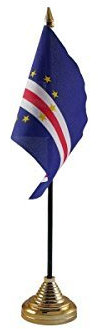 Pack Of 6 Cape Verde Desktop Table Centrepiece Flag Flags With Gold Bases Ideal For Party Conferences Office Display