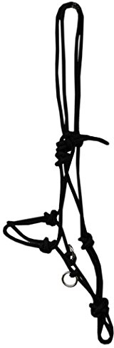 AMKA Knotenhalfter mit Ringen schwarz Gr. Pony für Ausbildung, Bodenarbeit, Longieren oder zum Reiten Sidepull Halfter gebisslos Bitless