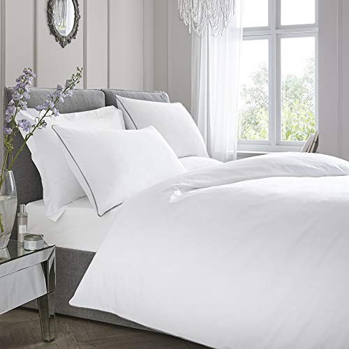 Appletree White Duvet Cover Set – Single Size (140x200cm) – 100% Cotton – 200 Thread Count – Soft & Luxurious – Piped Edges – Hotel Style Bedding – 1 Pillowcase – Crisp White Finish