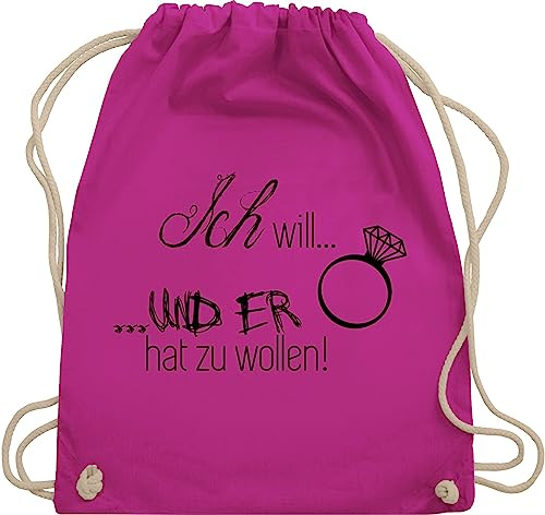 Shirtracer Turnbeutel Rucksack - JGA Junggesellenabschied Frauen - Ich will er hat zu wollen Braut - Unisize - Fuchsia - tasche für die brauttaschen bachelorette party juterucksäcke