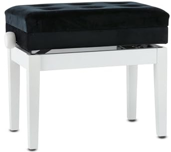 GEWA Pianobank Deluxe Compartment, weiß matt, mit Notenfach