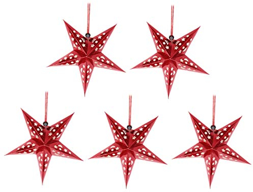 SOLUSTRE 5 Stücke Papierstern Lampenschirm Rot Papier Faltsterne 45cm Hängende Weihnachtsanhänger Hochzeit Geburtstag Weihnachten Festival Lampenschirm Weihnachtsdekoration
