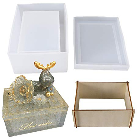 Wehous Silikon-Tücherbox mit Deckel, Epoxidharz-Gussform, Taschentuchbox, Serviettenhalter, DIY-Schmuck, Schmuck, Aufbewahrung, Geschenkbox, Bastelbedarf, Heimdekoration, Geschenk