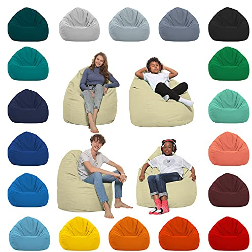 HomeIdeal - Sitzsack XXL Bodenkissen für Erwachsene & Kinder - Geeignet für Gaming oder Entspannen - Indoor wie Outdoor da er Wasserfest ist - mit EPS Perlen, Farbe:Beige, Größe:XL