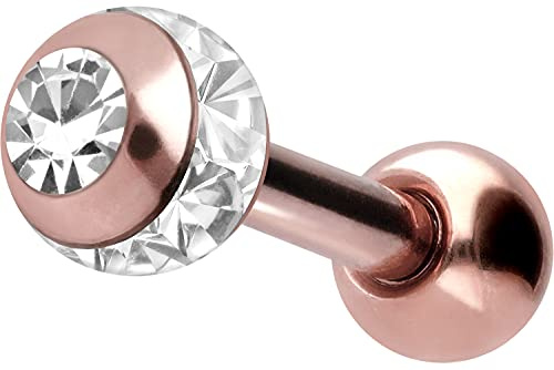 PIERCINGLINE Ohrpiercing als EPOXY-RING-KUGEL mit Kristall - Ohrstecker oder Helixpiercing in 4 Farben und 2 Kugelgrößen