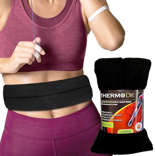 Wheat Bags Microwavable Heat Pack - Body Wrap Microwave Heat Pad with UK Cleaned Wheat & Lavender Scent for Body Discomfort - Back, Shoulder, Stomach & Neck Heat Pad by ThermoDR - Black
