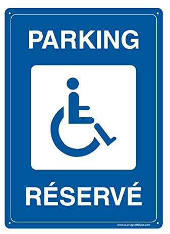 AUA SIGNALETIQUE - Panneau Prépercé (4 Trous) avec Angles arrondis - PVC Rigide 1.5 mm - (150x210 mm, Parking Réservé Handicapés)