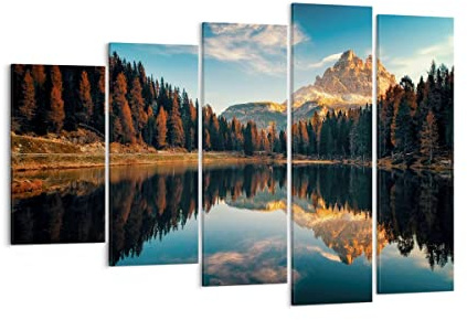 ARTTOR Leinwandbild 150x100cm Wandbild Landschaften Natur - 4589 | Spiegelung See Landschaft Mehrteilige Groß XXL Wanddekoration Wohnzimmer Schlafzimmer Wand Kunstdruck Wandkunst ARTTOR