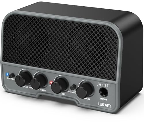LEKATO Ampli de Guitare électrique, Mini amplificateur de Guitare Portable 10 W, Combo d'ampli de Guitare Rechargeable avec Effet de Nettoyage et de Distorsion, Bluetooth, Design rétro (2294BK)