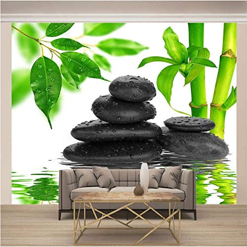 Wandbild 3D Tapete Peel And Stick Weihnachtsdekor Selbstklebend Abnehmbar - Zen Aus Stein Und Bambus Malerei - Tapete Einfach Zu Verwenden Für Tv- Und Sofa-Hintergrundwände. Abnehmba 140(B) x70(H) cm