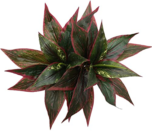 Artificial Agave Fake Plants Red 2 Pack, 10 Inches Faux Shrubs Flowers Grass Plant for Wedding Party Office Indoor Outdoor Home Yard Garden Greenery Leaves Decor UV Resistant Planter Filler Decoration