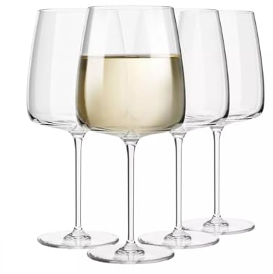 Krosno - Copas de Vino Blanco | Juego de 4 | 480 ml | Colección Modern | Vidrio Cristalino Versátil y Duradero | Claridad Impecable y Brillo Duradero | Apto para Lavavajillas