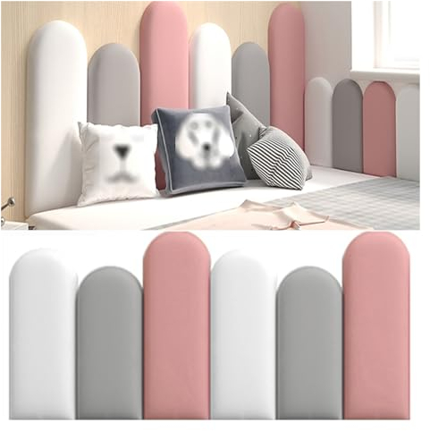 XILYZMO Bett Kopfteil Wandpolster, Wasserdicht Weich Wandaufkleber, Selbstklebend Wandtafeln, Wiederverwendbar Kinderzimmer Bett-Kopfteile Für Wanddekoration (Farbe : Rosa, Größe : 55x200cm)