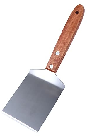 Vctitil Stainless Steel Spatula Pancake Baking Fried Cooking Turner,Wood Handle for Cast Iron Skillet,Hamburger Spatula for DIY Kitchen Accessories