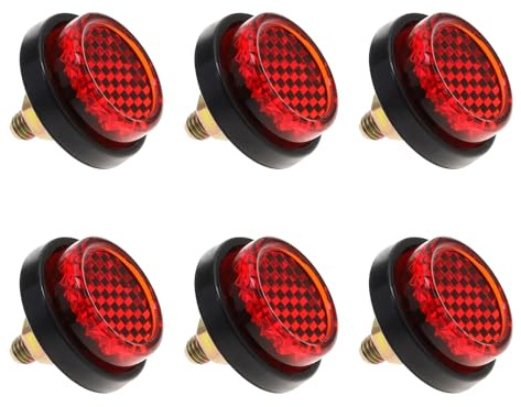 eMagTech 6 Pezzi Rosso Moto Mini Riflettore Targa M5 Montaggio A Vite Rotondo Riflettore Di Avvertimento Bullone Per Moto Bicicletta Auto Trattore Camion Barca