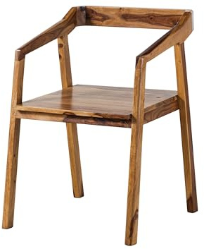 MASSIVMOEBEL24.DE | Ancona Stuhl aus Massivholz #100 aus Sheeshamholz - braun, lackiert 45 x 51 x 76 cm mit Rücken- und Armlehne Holzstuhl Esszimmerstuhl