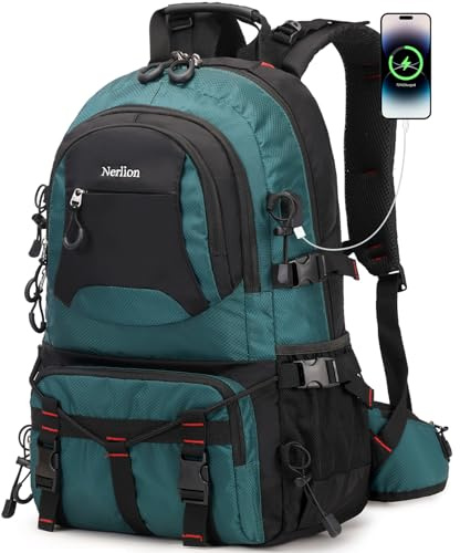 Nerlion 40L Hiking Backpack Travel Backpack for Men Women Camping Waterproof Outdoor Hiking Daypack Lightweight Backpack (Dark Green)