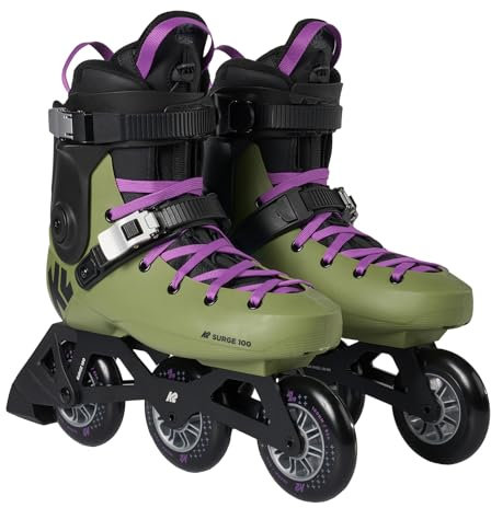 K2 Skate Surge 100 Hardboot Inline Skates, Olive/Purple, Size 10