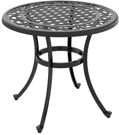 Outsunny Beistelltisch Gartentisch Aluminiumrahmen 60 x 60 x 53 cm Schwarz | Terrassentisch, Couchtisch, Bis 50 kg Belastbar, Garten, Balkon, Kleiner Metalltisch, Outdoor