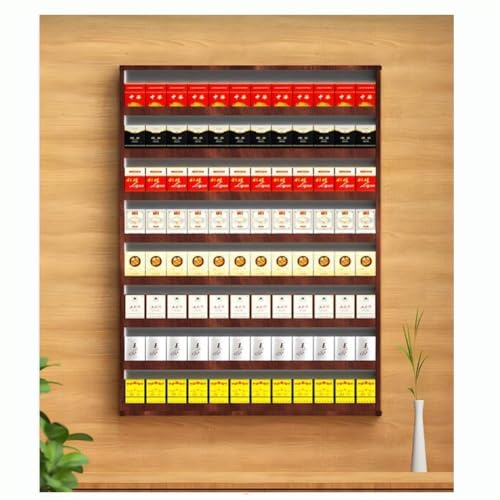 Zfmnoyev Cigarett väggskåp, cigarettlåda i aluminiumlegering, butiksdisplay, lätt att installera, för stormarknad i närbutik (färg: Klar, storlek: 70 x 7,5 x 50 cm)