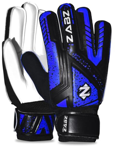ZABZ Goalkeeper Gloves Non-slip Latex Material Soccer Goalie Football Goalkeeping Gloves Wrist Protection For Kids Youth and Adults (Blue, Size 3 suitable for 6 to 6 years old)