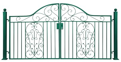 Otello-GT300S Garden Gate Wrought Iron Metal P.-Set 80 Galvanised Choice of Colour 300 cm Wide Maintenance-Free