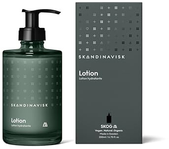 Skandinavisk SKOG ‘Forest’ Hand & body lotion, Scent notes: Pine needles and fir cones, birch sap and woodland lily of the valley, Coloured glass bottle with pump, 200 ml