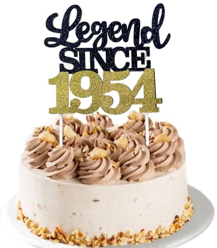 LIANRISES Legend SINCE 1954, Happy 71st Birthday Cake Toppers for Men Women, Glitter Black and Golden