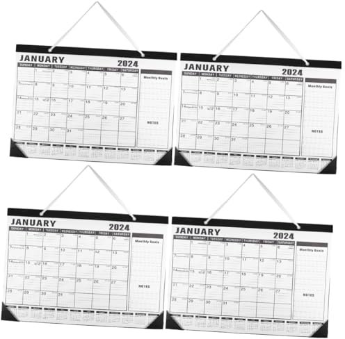 VILLCASE 4-teiliger Monatskalender Mit Englischem Countdown Für Das Home Office Mit Stabiler Wandaufhängung Und Schreibfläche