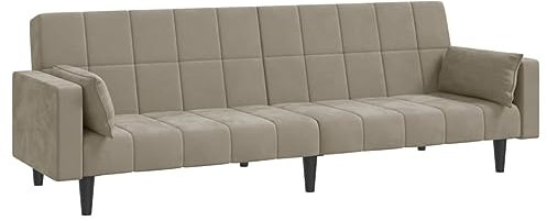 HETFTJN Recamiere Sofas Wohnzimmer Couch Lounge Sofa - Schlafsofa 2-Sitzer mit 2 Kissen Hellgrau Samt für Jugendzimmer Büro Schlafzimmer Sitzzimmer