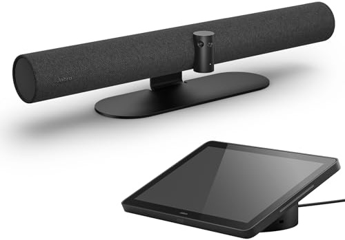 Jabra PanaCast 50 Video Bar System - All-in-one Meeting Room Solution, Audio bar, 180° Full-Room Webcam, Intelligent AI-Enabled Features, and PanaCast Control Touchscreen - All Platforms - Black
