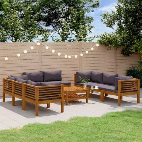 KTHLBRH 9-TLG. Garten-Lounge-Set mit Kissen Massivholz Akazie Gartenmöbel-Sets Terrassenmöbel-Sets Balkonmöbel-Sets Outdoor-Möbel-Sets für Terrasse, Garten, Balkon