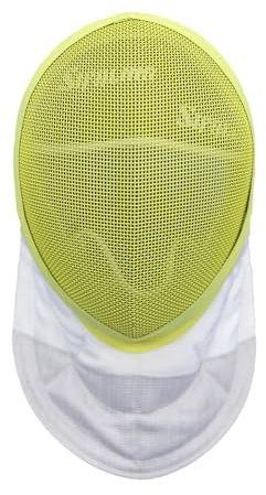 HXYhydrypd Masque de Fleuret D'escrime Protection du Visage D'escrime 900 N, Équipement de Protection D'escrime Confortable avec Bavette Rembourrée - Casque de Protection D'escrime(Yellow,Small)