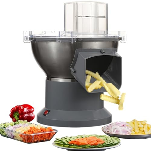 Cortador de Verduras Electrico 4 en 1 Cortador en Dados de Verduras Multifuncional Cortador de Frutas 200W Cortador Patatas Fritas para Uso Doméstico y Comercial