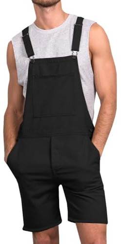 Runcati Salopette en jean pour homme - En coton - Coupe ample - Avec poches