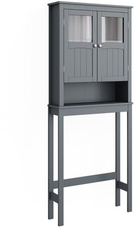 Vicco Toilettenschrank Bianco, Grau, 69 x 171 cm | zur platzsparenden Aufbewahrung über der Toilette