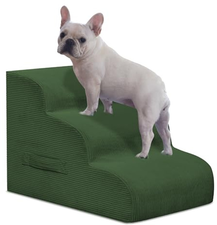 Mesa Lemon Hundetreppe für kleine Hunde, 3-stufige Haustierrampe Treppe für Hochbetten und Sofa, rutschfeste Haustiertreppe für kleine Hunde und Katzen, Abnehmbarer und leicht zu reinigender Bezug
