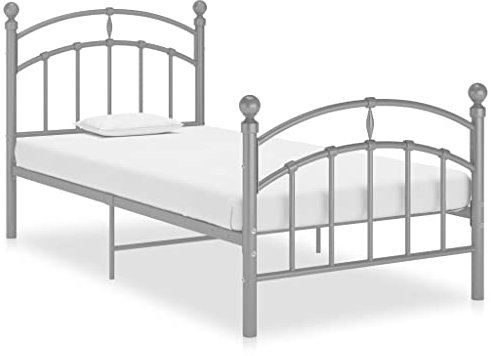 MOBCANT Bettgestell, Futonbett Bettstütze Tagesbett Doppelbett Geeignet für Schlafzimmer Schulen Wohnungen Hotel Grau Metall 100x200 cm