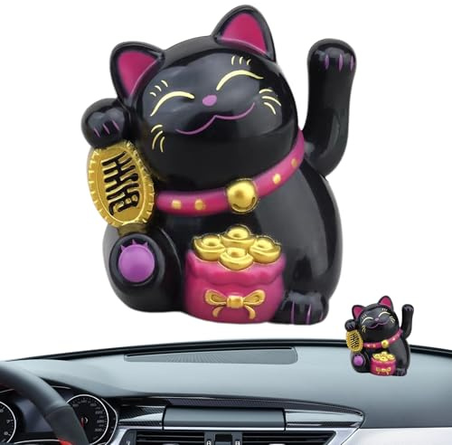 Genérico Solar Fortune Cat - Statue de Cat à énergie Solaire, Chat avec Bras oscillant, décoration | Chat Chanceux secouant Le Bras pour Voitures, de Lobby de Chat
