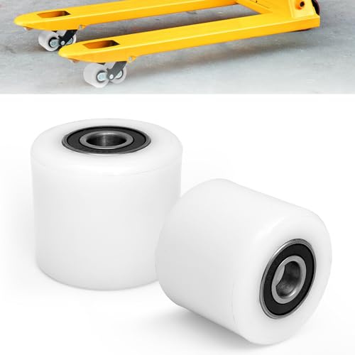 2 Stück Nylon Hubwagen Rollen 80 x 70 mm Laufrollen mit Kugellager Rollen für Hubwagen Ersatzrollen
